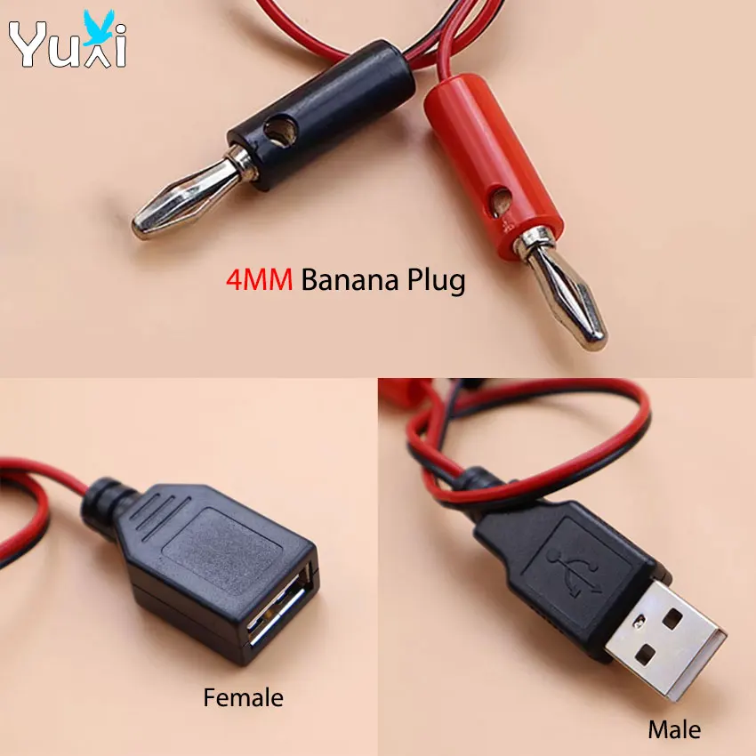 

YuXi 1 Piece USB Male Female To 4MM Banana Plug Test Lead Connection Wire USB-A Socket To Banana Head Test Cable