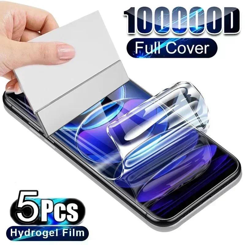 5PCS Full Cover Screen Protector For Xiaomi Redmi Note 12 Turbo 11 10 9 Pro Mi 11 12 13 Ultra Lite 11T 12T Pro Hydrogel Film