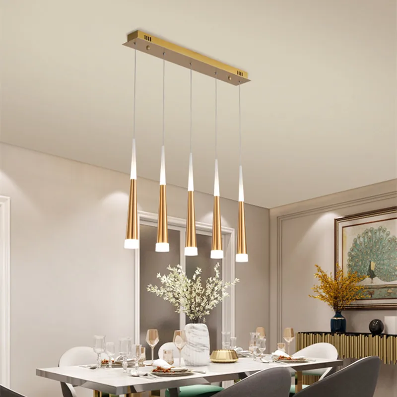 Dining Room LED Pendant Lighting Modern Luxury Living Room Kitchen Island Hanging Light Brown/Gold/Black Round Lighting Fixtures