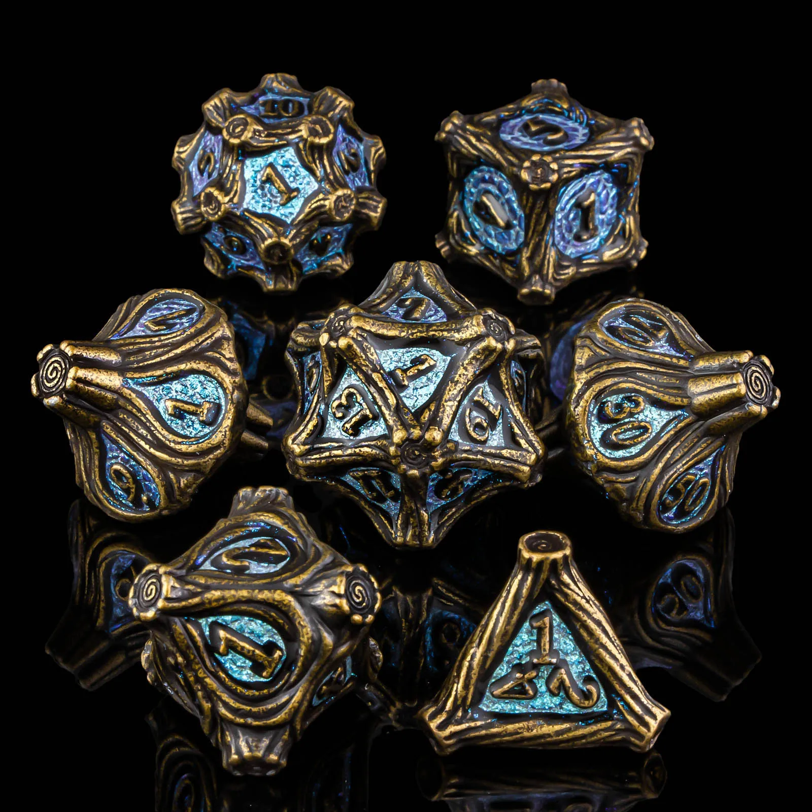 

Metal DND Dice Set, Blue Design Dungeon and Dragon Dice Set for Role Playing, Polyhedral D&D Dice Set for Tabletop Game Gift