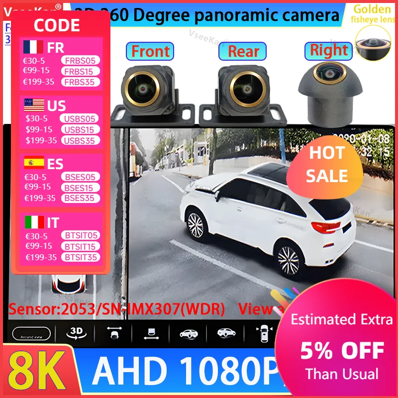 

WDR 360 Camera For Android multimedia with 360° panoramic system built-in 360App 8K Super HD 3D AHD1080P 720P Golden fisheye