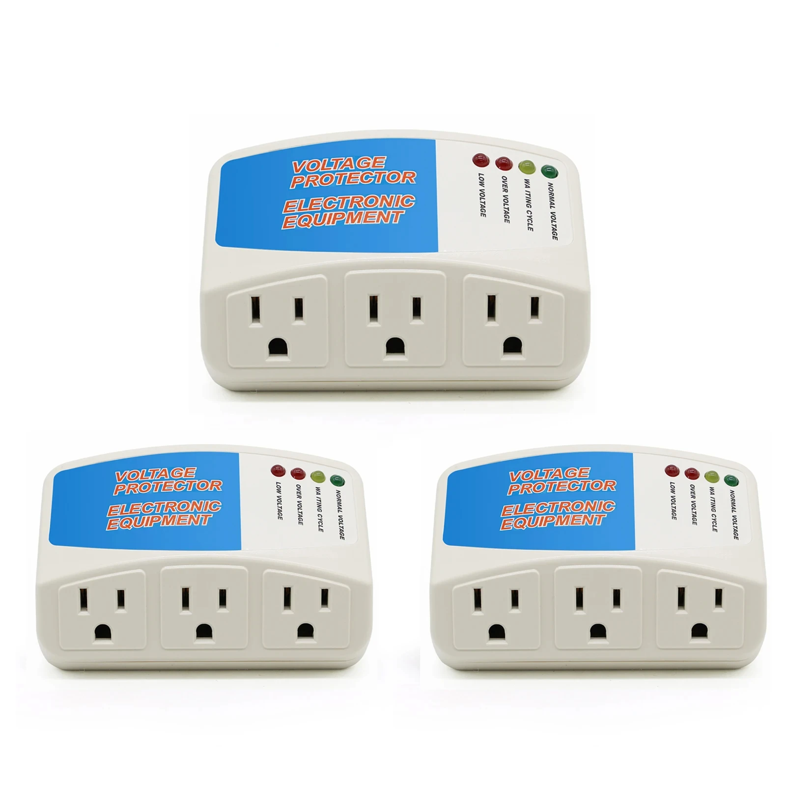 

Power Surge Protector 120V Triple Wall Sockets Voltage Protector Home Refrige Brownout Plug US Standard 2/3Pack