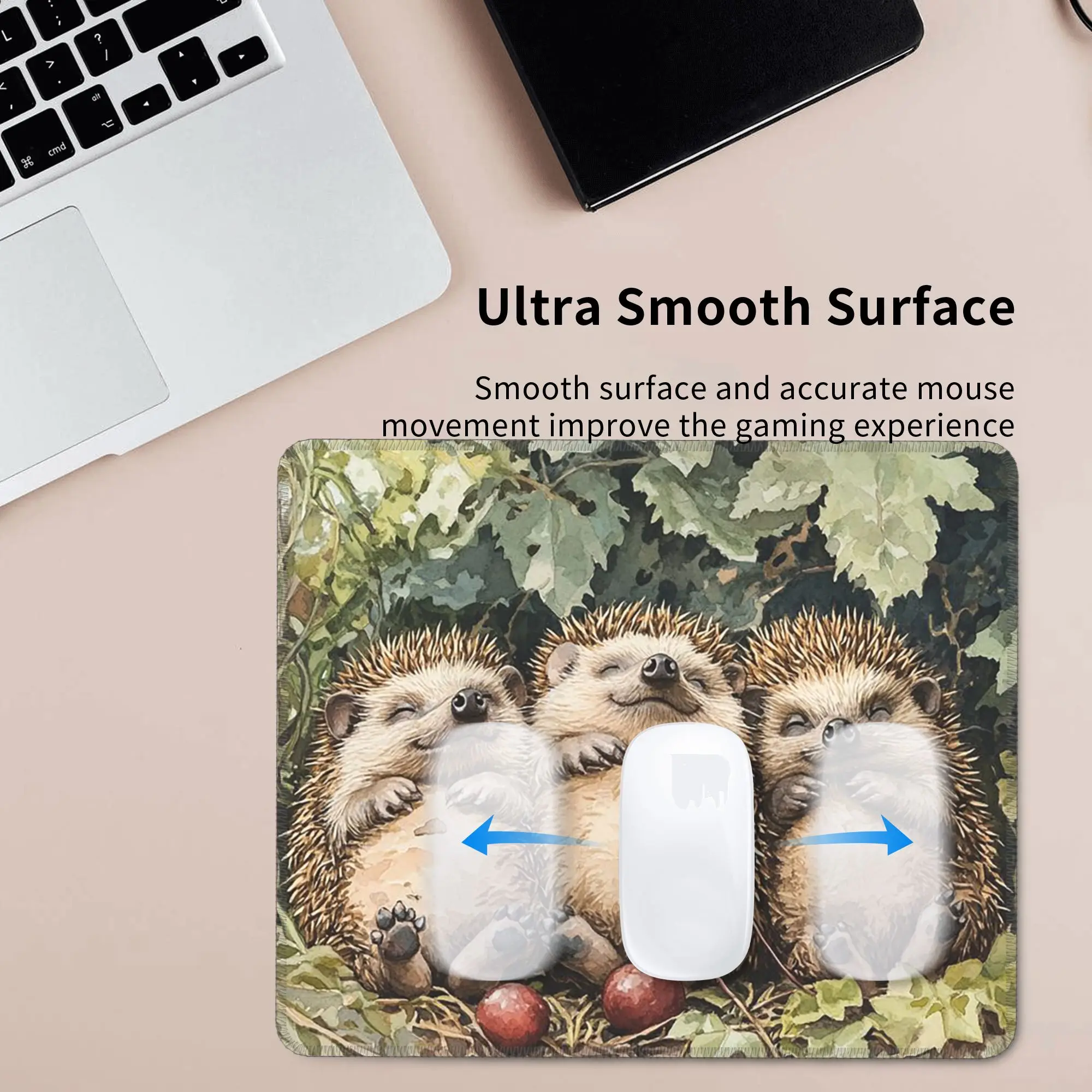 Hedgehogs Autumn Leaves Designed Mouse Pad Computer Keyboard Mouse Mat Gamer PC Laptop Desk Mat Office Accessories Table Mats