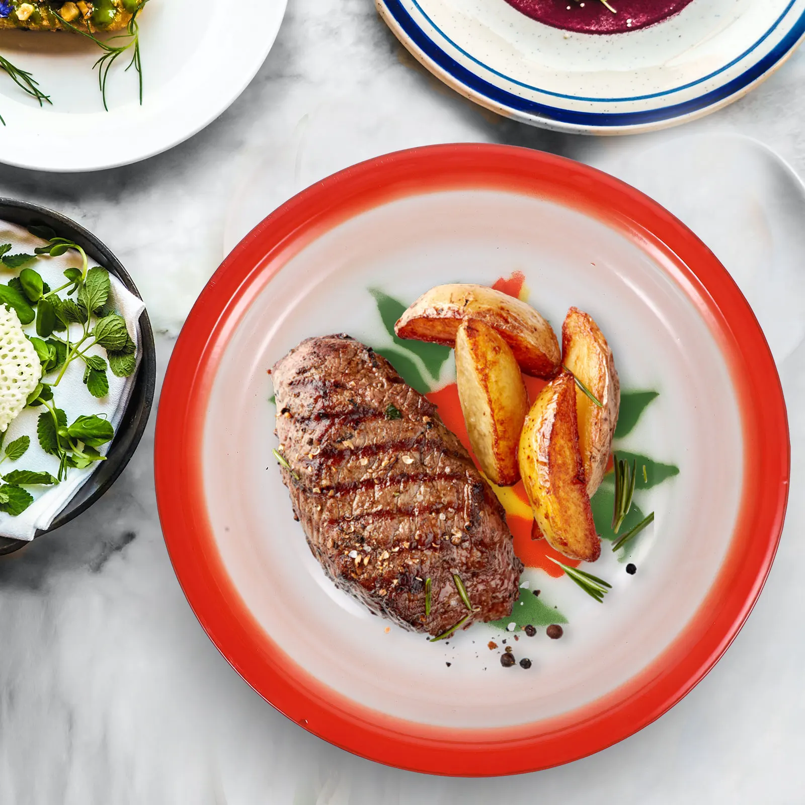 

Enamel Plate Chinese Style Fine Craftsmanship Smooth Polished Multi-Function Serving Dish For Home Coffee Shop Hotel Use