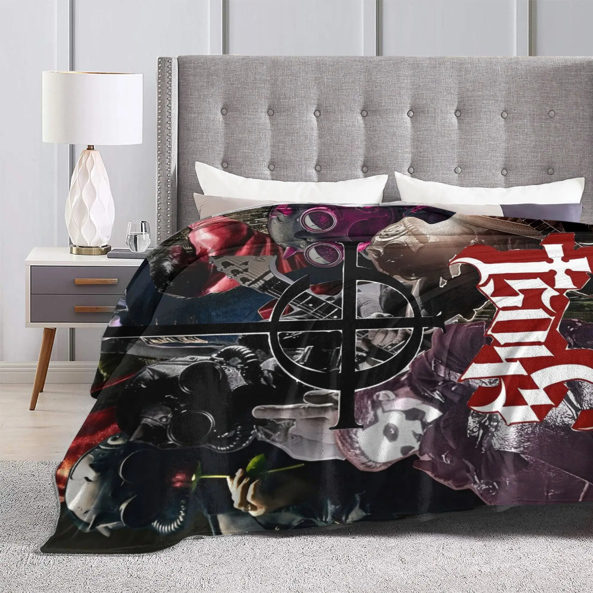 بطانيات فرقة الشبح السويدية روك باند الهالوين الفانيلا الجدة الدافئة رمي بطانية للمنزل مطعم طوال الموسم