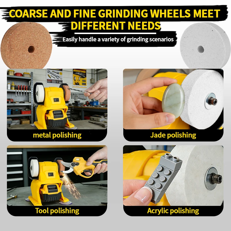 Electric Goddess 150W Cordless Electric Bench Grinder Metal Wood Stone Knife Polishing Grinding Tool For Dewalt 20V Battery Pin