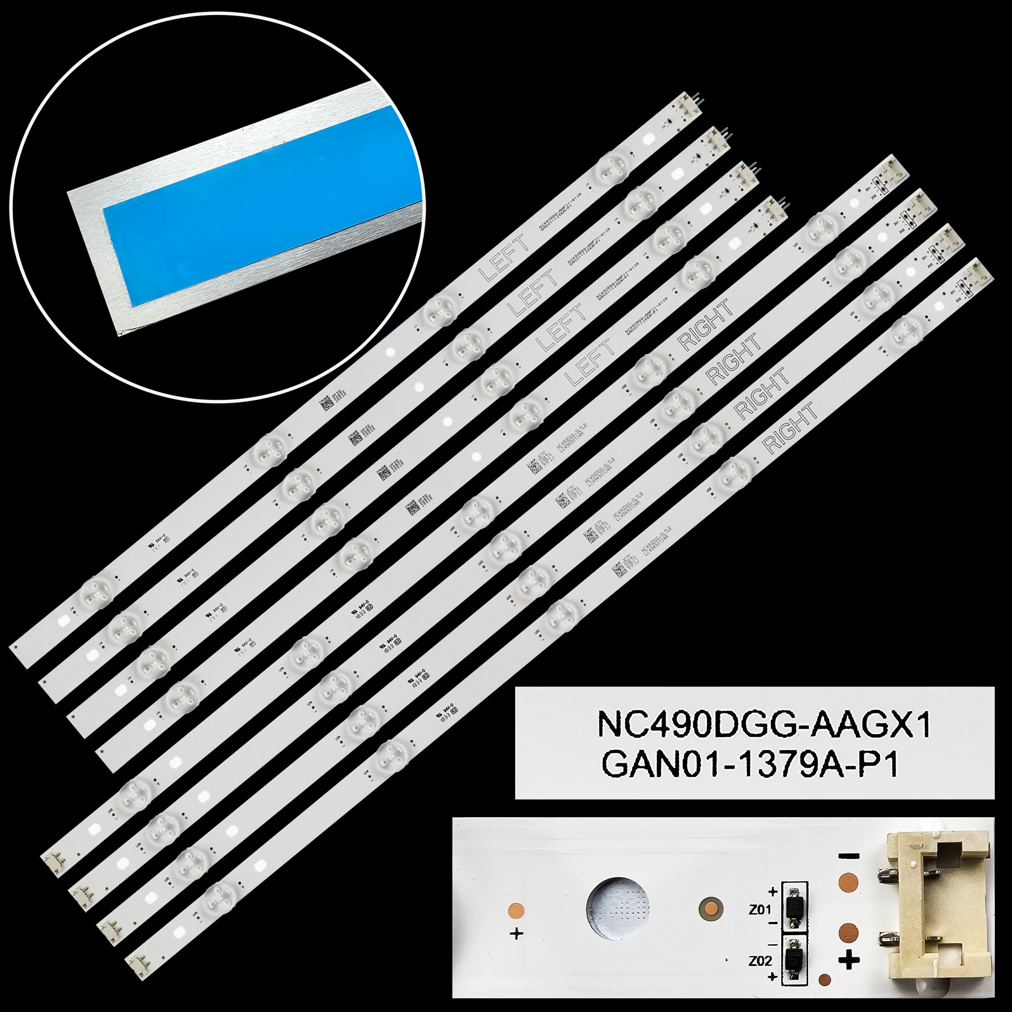 1/5/8 kits de tira de LED para iluminación trasera para 49LK5900PLA 49UK6400 49UM7000PLA 49UK6300PLA AGF 78840002   GAN01-1255A-P1 GAN01-1256A-P1