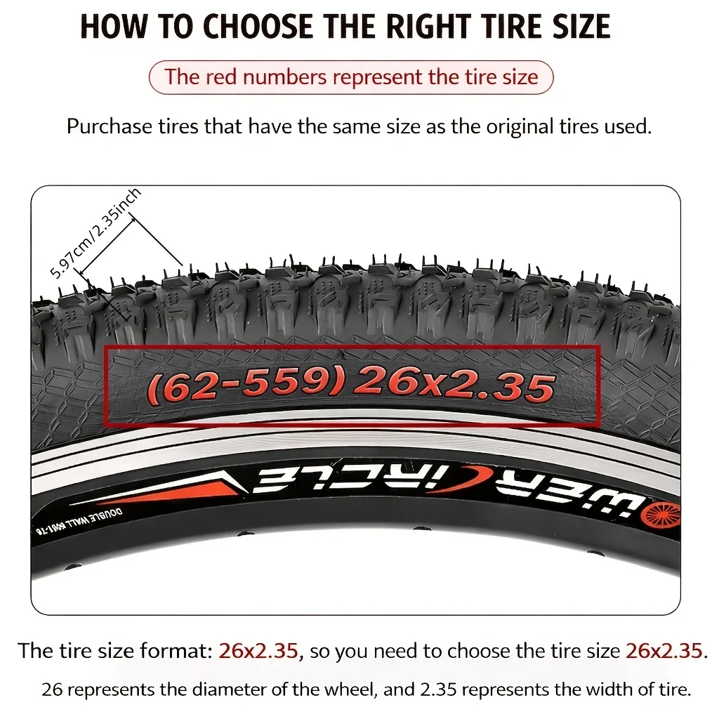 2 Stück Fahrradreifen 26x1,95 26x2,125 26x2,35 Mountainbike-Reifen Pannensicher Fahrradreifen für Stadt Straße Schotter Gras MTB – Detail 5