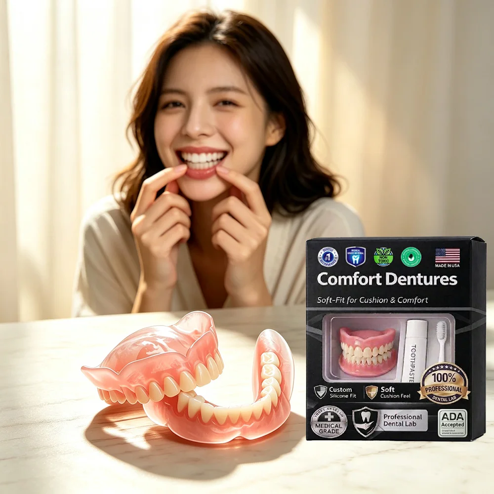 調整可能な審美用樹脂製フルデンチャー、一時的な装着、自然な明るい白さとシンプルで確実なフィット感