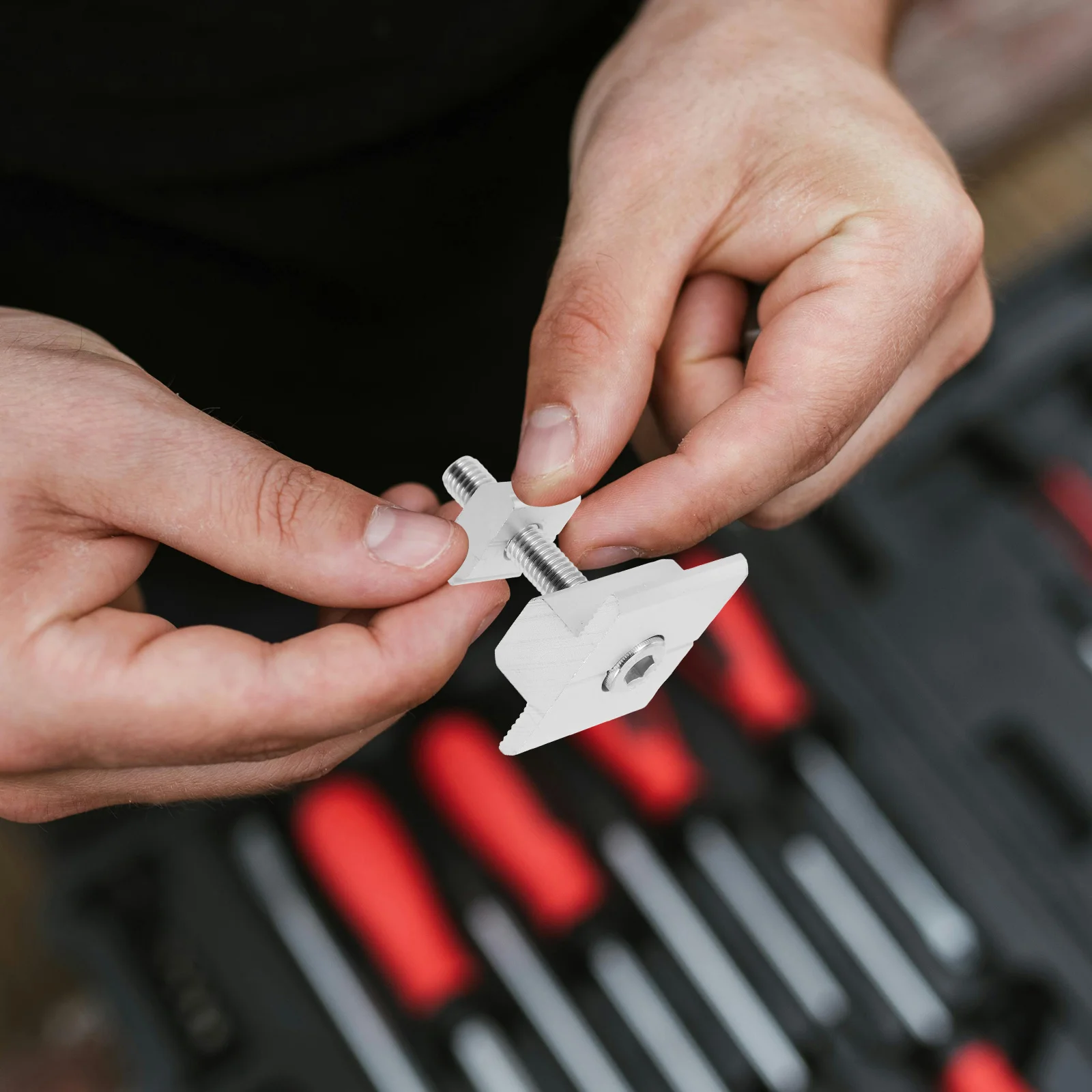 

4Pcs Aluminum Alloy Solar Panel Mid Clamps Secure Fit Metal Mounting Hardware Hex Socket Head Cap Bolts Spring Washer Easy