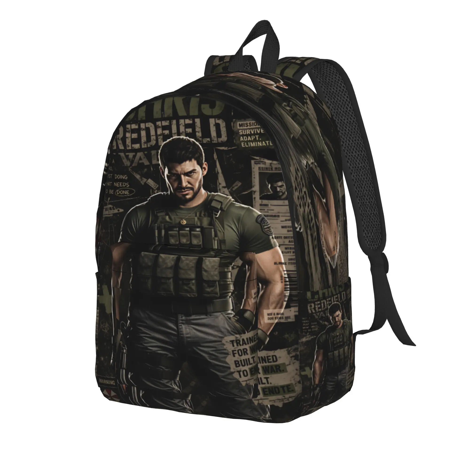 Chris Redfield Resident Evil Backpack  Trekking Backpacks Youth Streetwear High School Bags High Quality Pattern Rucksack