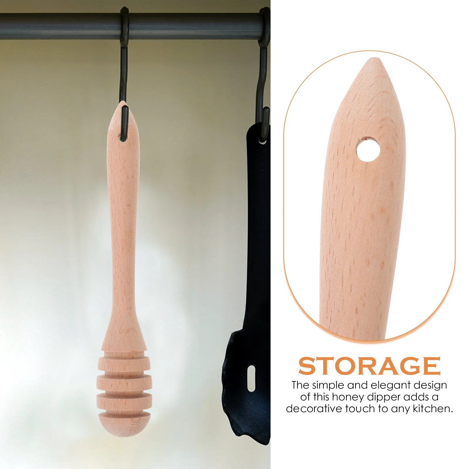Wooden Honey Dipper Rod Simple Elegant Design Safe Natural Wood Honey Dispenser Stirring Tool for Jars Sauces Jam Multi Use