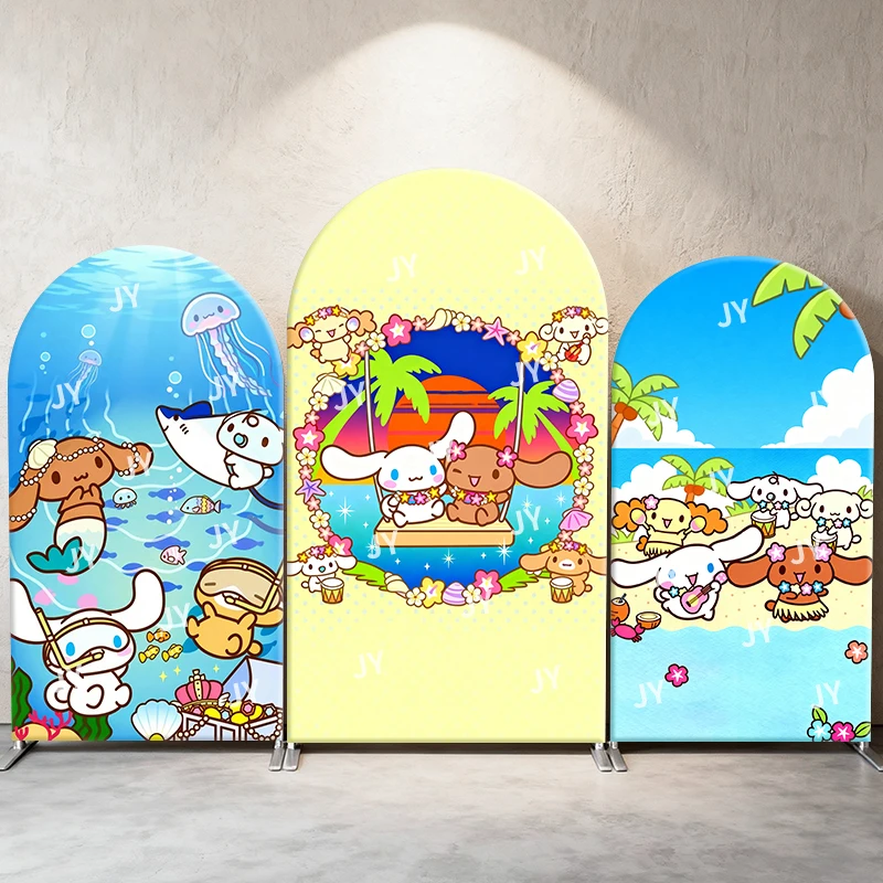 

Cinnamoroll Sanrio Arch Backdrop Cover Tropical Beach Mermaid Underwater Cute Cartoon Birthday & Baby Shower Photo Booth Decor