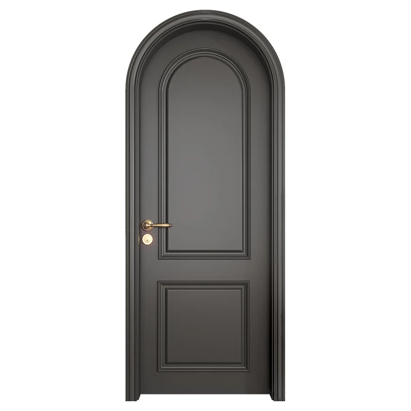 Vintage solid wood paint interior door black Internet celebrity arc arched bedroom room swing door