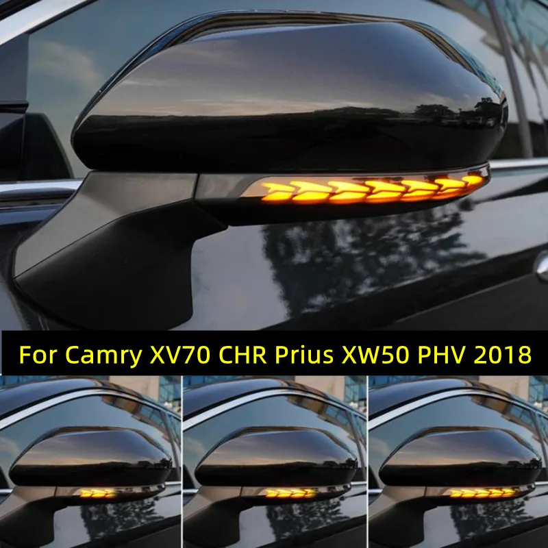 Car Rearview Mirror Indicator Lamp For Toyota Camry XV70 CHR Prius XW50 PHV 2018 2019 2020 Dynamic LED Turn Signal Lights