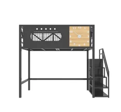 Raised bed iron art save space small apartment loft bed high and low iron bed