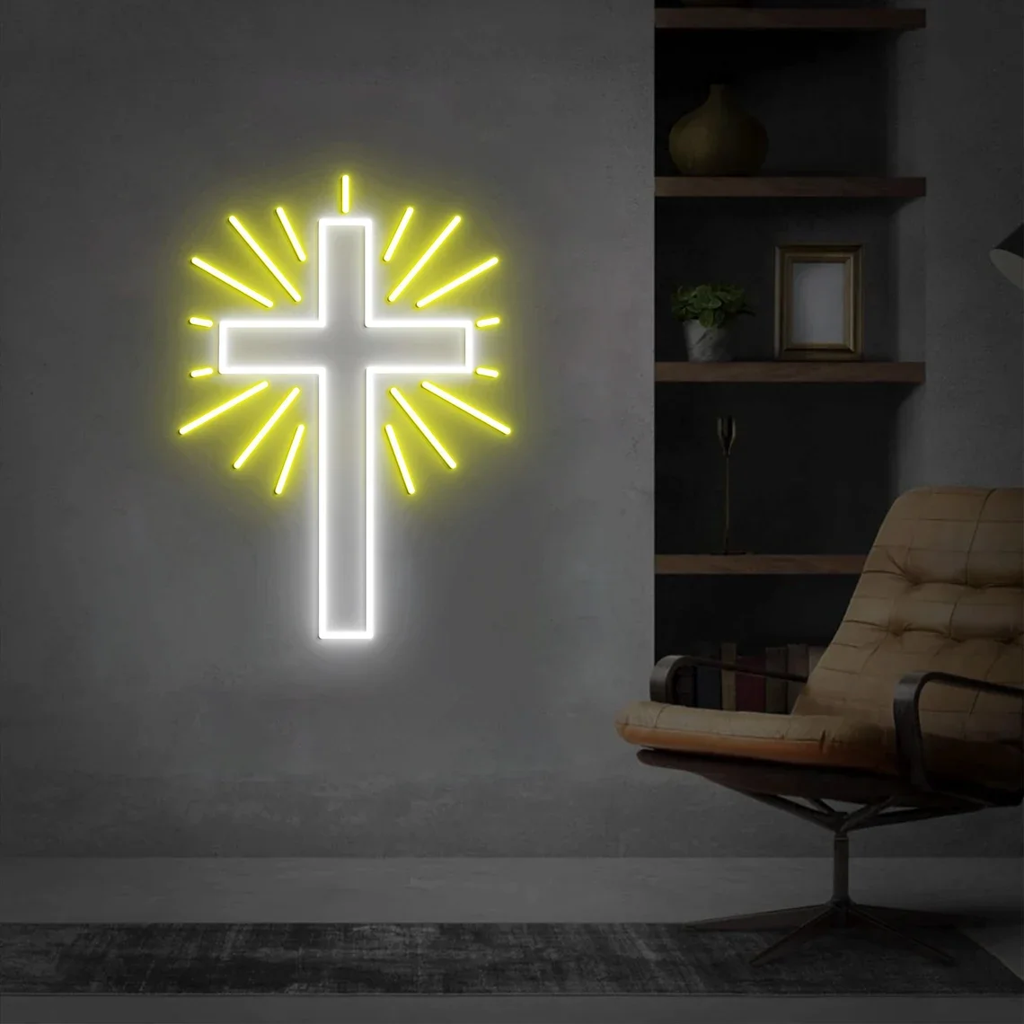 Cross Neon Sign Shinging Jesus Kids Baby Night Sign Bedroom Dimmable Faith Sign Wall Decoration Wedding Neon Living Room Neon