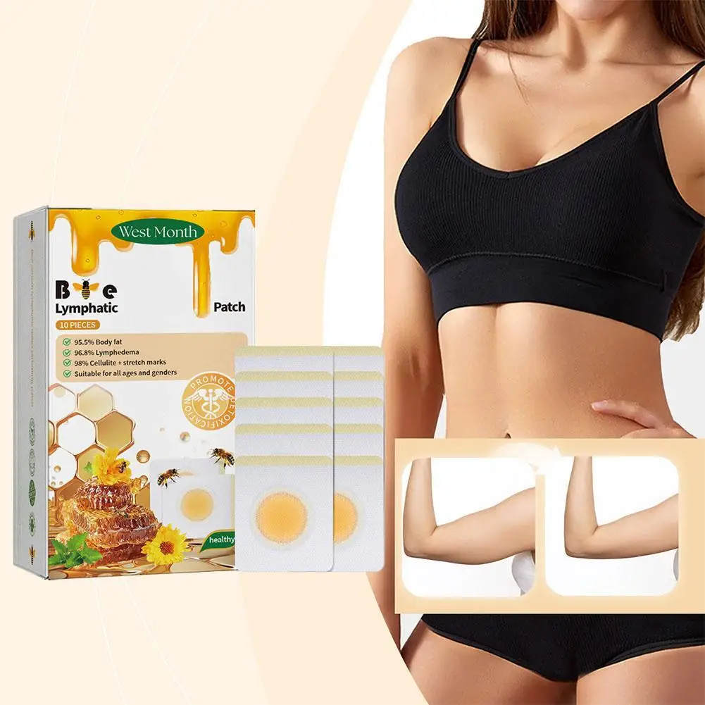 10pcs Bee Lymphatic Slimming Patch Natural Weight Loss Efficient Comfortable Close-fitting Liquid Ingredients Safety