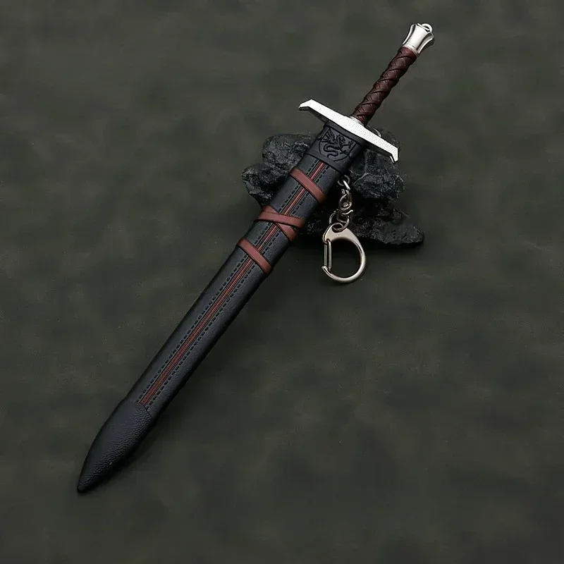 Porte-clés médiéval Arthur Pendragon Swords pour garçons, épée de samouraï, lame non coupée, accessoires de modèle Katana, jouets d'ornements, cadeaux, 22cm