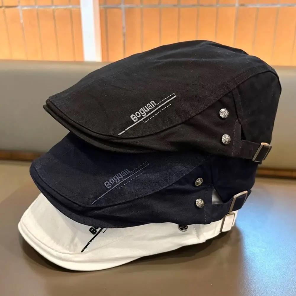 

Хлопковый мужской берет в стиле ретро с вышивкой, регулируемая кепка газетчика, дышащая уличная шляпа с плоским козырьком