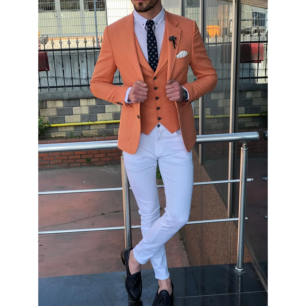 

3 Pieces Men Suit Jacket Pants Vest Wedding Groom Tuxedo Casual Business Slim Fit Boutique Male Blazer Set