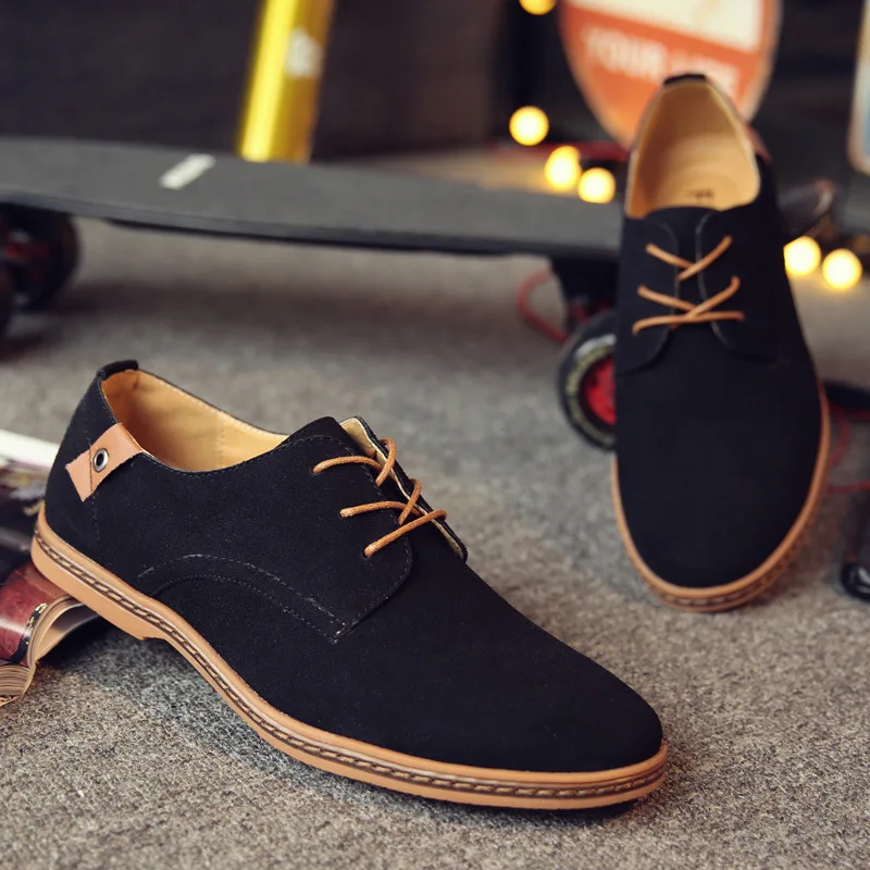 Men\'s Shoes Factory Direct Sales Casual Nubuck Leather Shoes Official-website British Mens Fashion Lace-up Shoes Office Sneakers