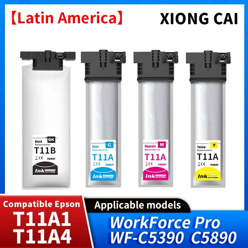 Latin America T11A T11A1 T11B1 T11A2 T11A3 T11A4 Pigment Ink Cartridge With Chip For Epson WorkForce WF-C5890 WF-C5390 Printer