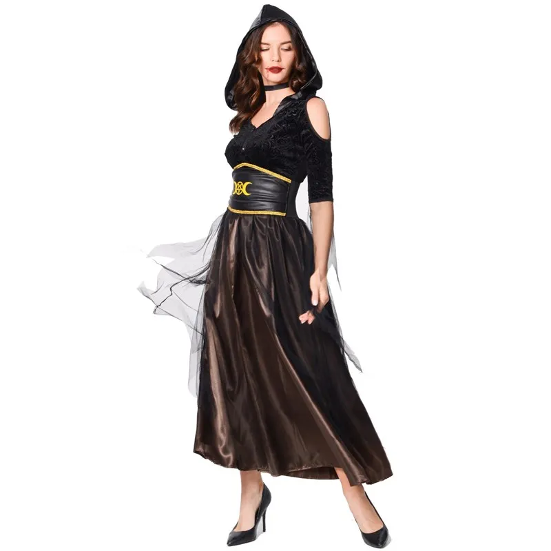 

Halloween Evil Witch Costume Cosplay Role Play Cape Death Co Women's Traditional Ethnic Stage Costume Summer 2019 Polyester