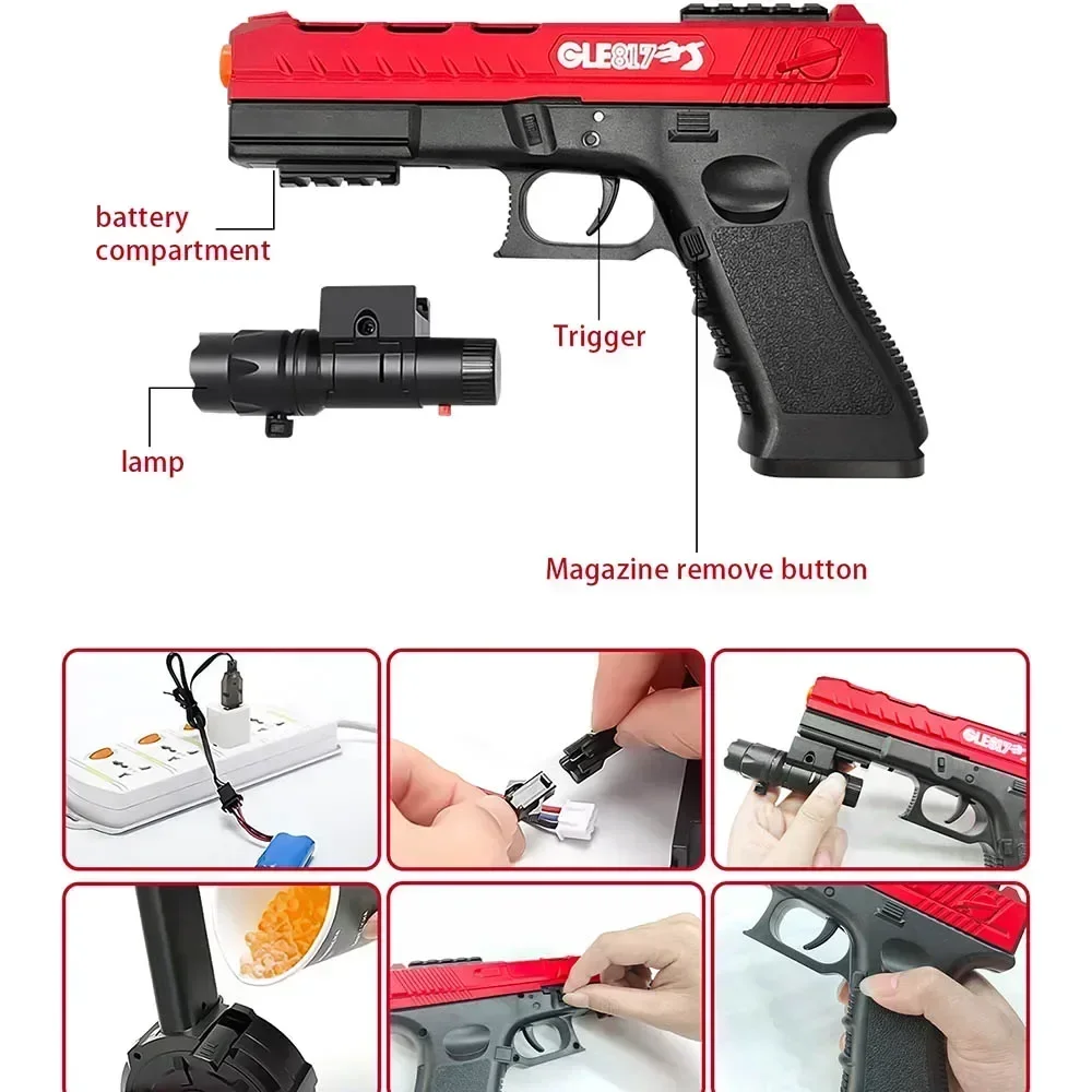 Airsoft-pistola de juguete eléctrica para niños y adultos, arma DE AGUA 2 en 1, automática, para disparar, salpicaduras, deportes al aire libre, Gel, navidad