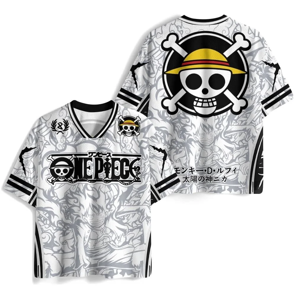 2026 New One Piece Luffy & Nikka Theme #8 Jersey, Y2K Unisex Couple Style Fashionable V-Neck Sports Short-Sleeve Family Matching