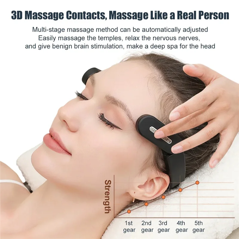 AA20-Anti insomnie musique électrique masseur de tête EMS soulagement des maux de tête Migraine compresse chaude Massage Temple Instrument