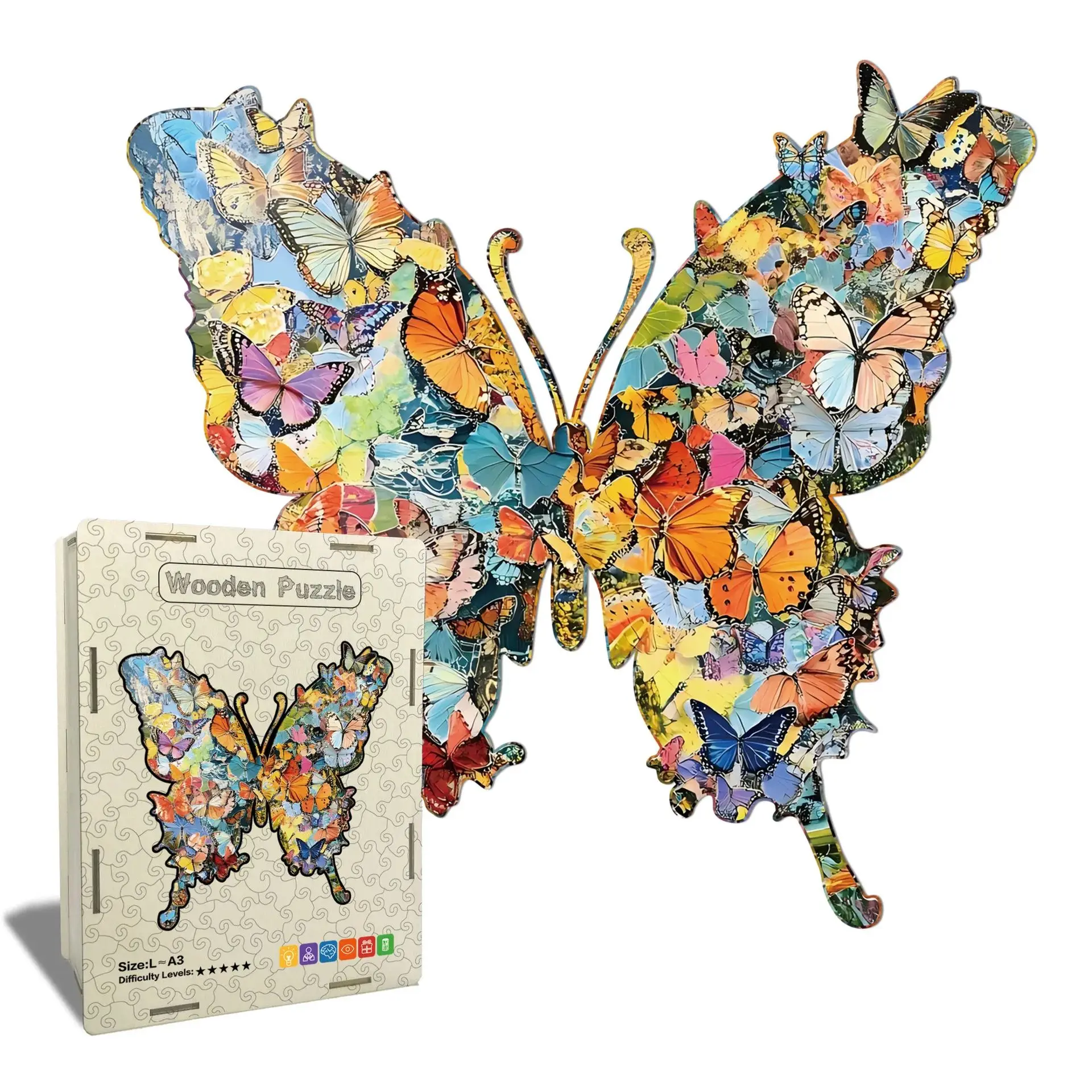 quebra-cabeca-de-madeira-em-formato-de-borboleta-jogo-de-estimulo-mental-decoracao-artistica-e-presente-para-amantes-de-quebra-cabecas-﻿