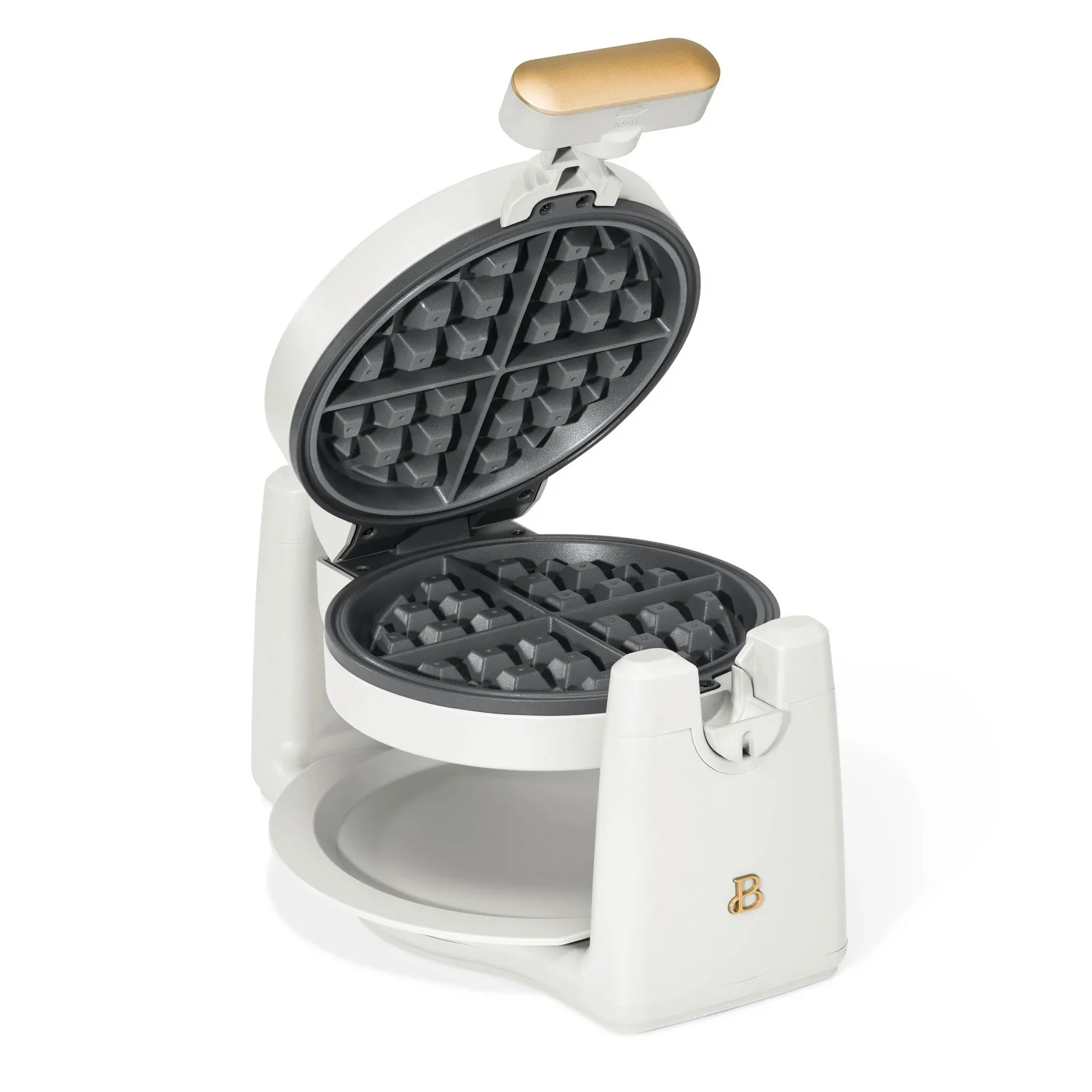 Rotating Belgian Waffle Maker,Waffle Tool Set Bakeware,White Icing