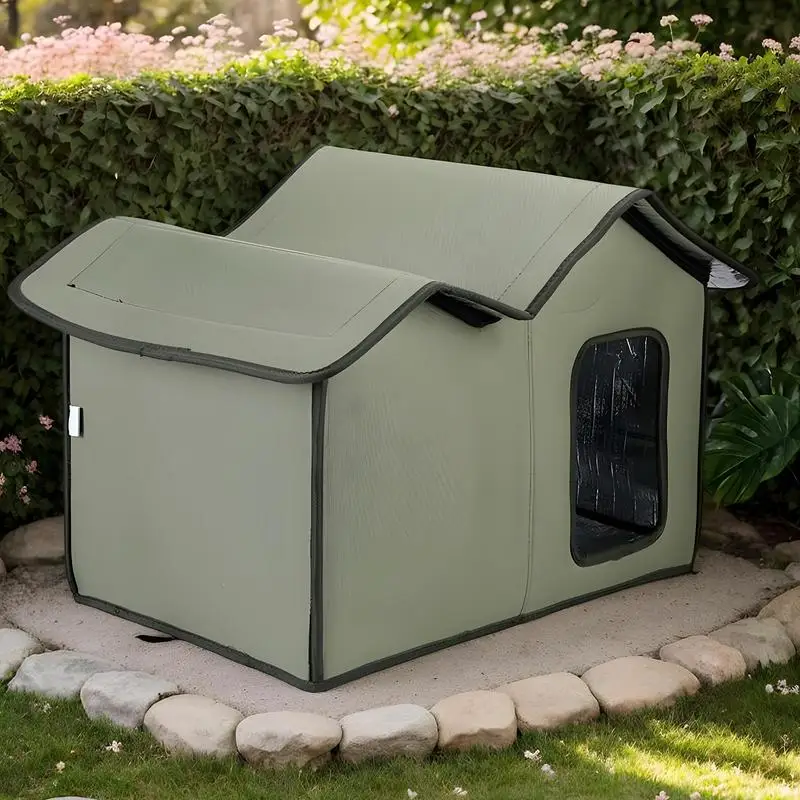 

Feral Cat House Detachable Cat Shelter Weatherproof Warm Shelter Pet Cave Transparent Door Design Washable Cat Shelter