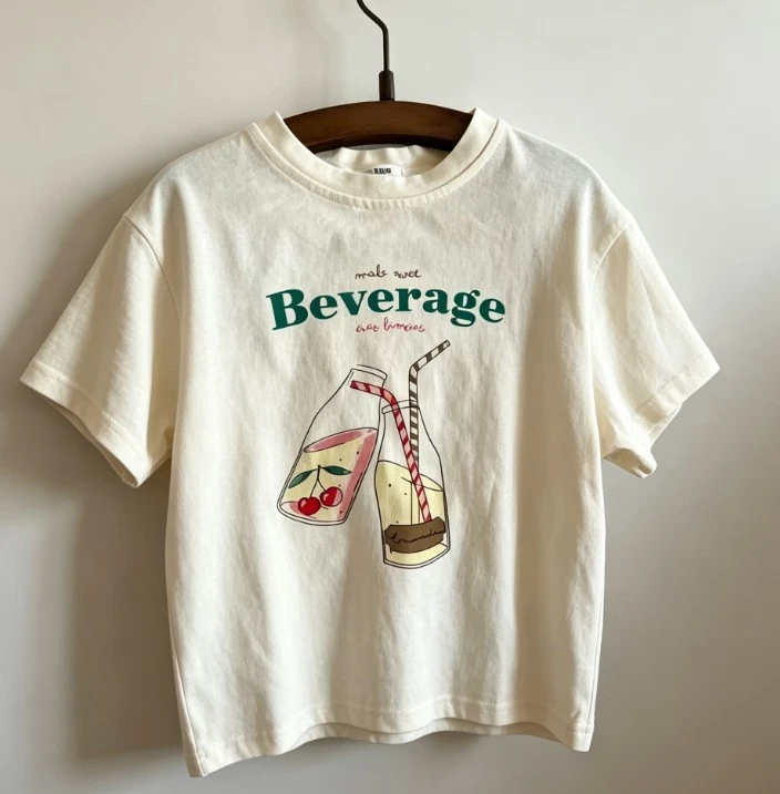 Toddler Cute Beverage Cat And Dinosaur Tee Boys Girls All Season Cotton Crew Neck T Shirt Kid Casual Loose Tees Baby Clothing