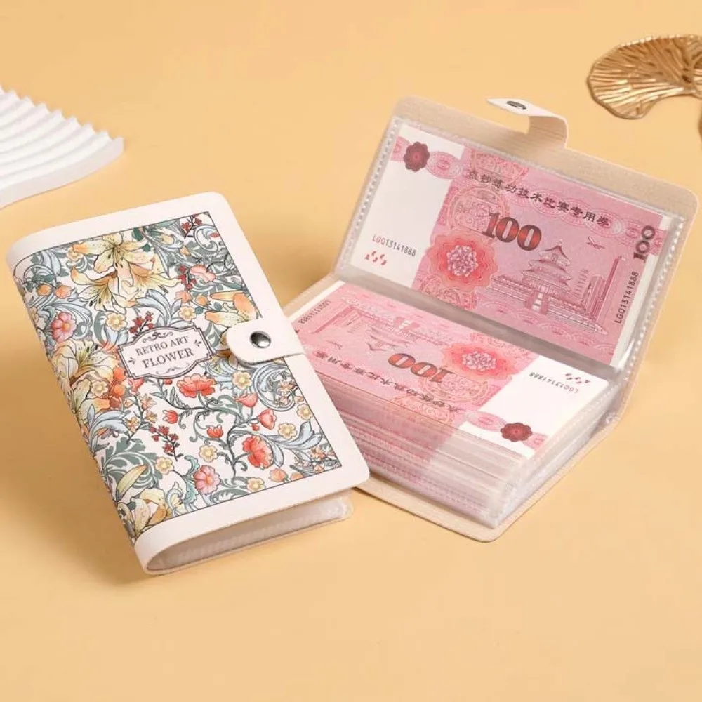 Quaderno con bottoni A6 per soldi Fiore stampato antispruzzo Acqua Contanti Budget Ledger Piano giornaliero Diario Blocco note Libro di risparmio in pelle