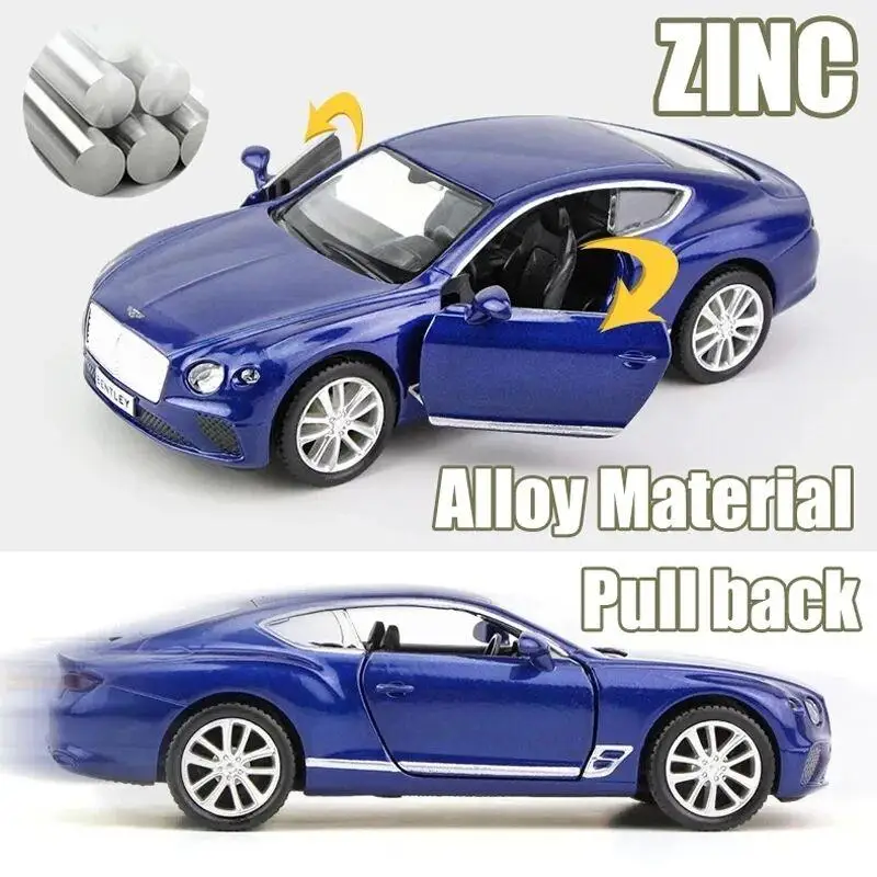 Bentley Continental GT Limousine Simulazione Diecast e Veicolo giocattolo Tirare indietro Porte aperte RMZ città 1:36 Collezione in lega Modello di auto