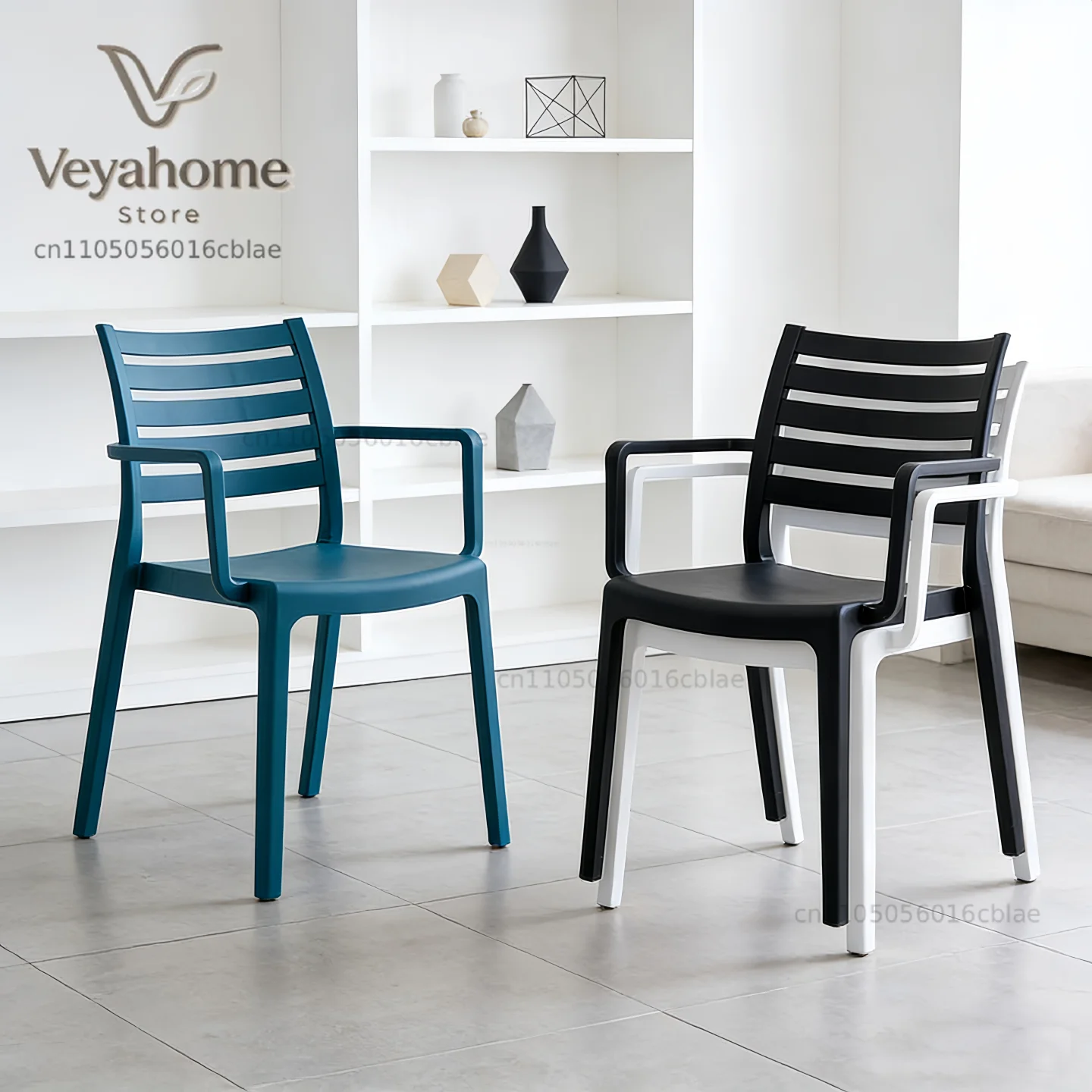 Thickened plastic chair: Home dining chair can be stacked for Nordic restaurants, commercial backrest stools, comfortable