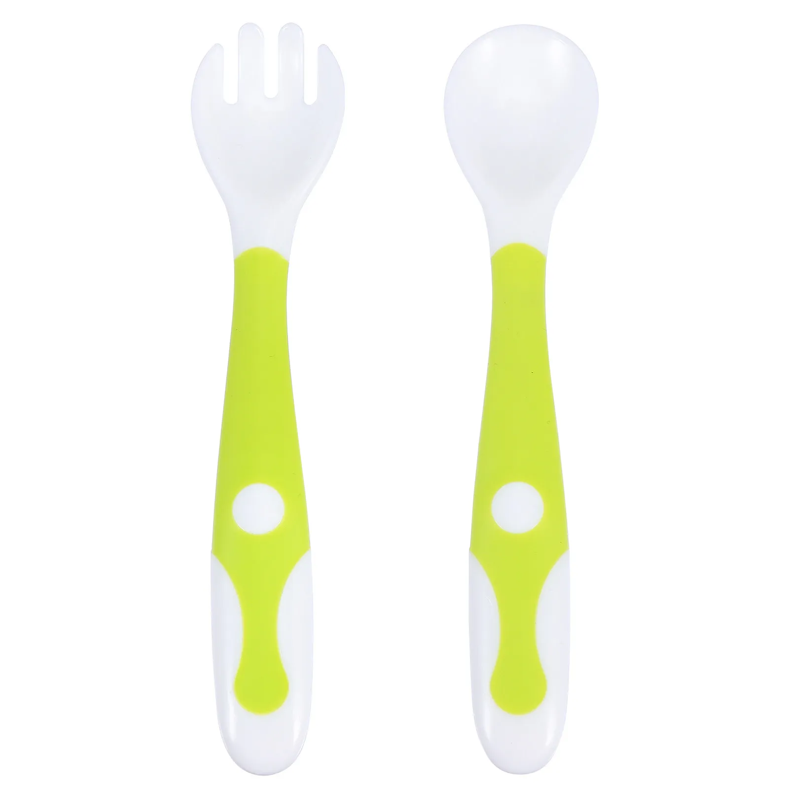 

Набор столовых приборов для малышей: высококачественные ложка и вилка из пищевого пластика с нескользящей ручкой, обучающая посуда для детей