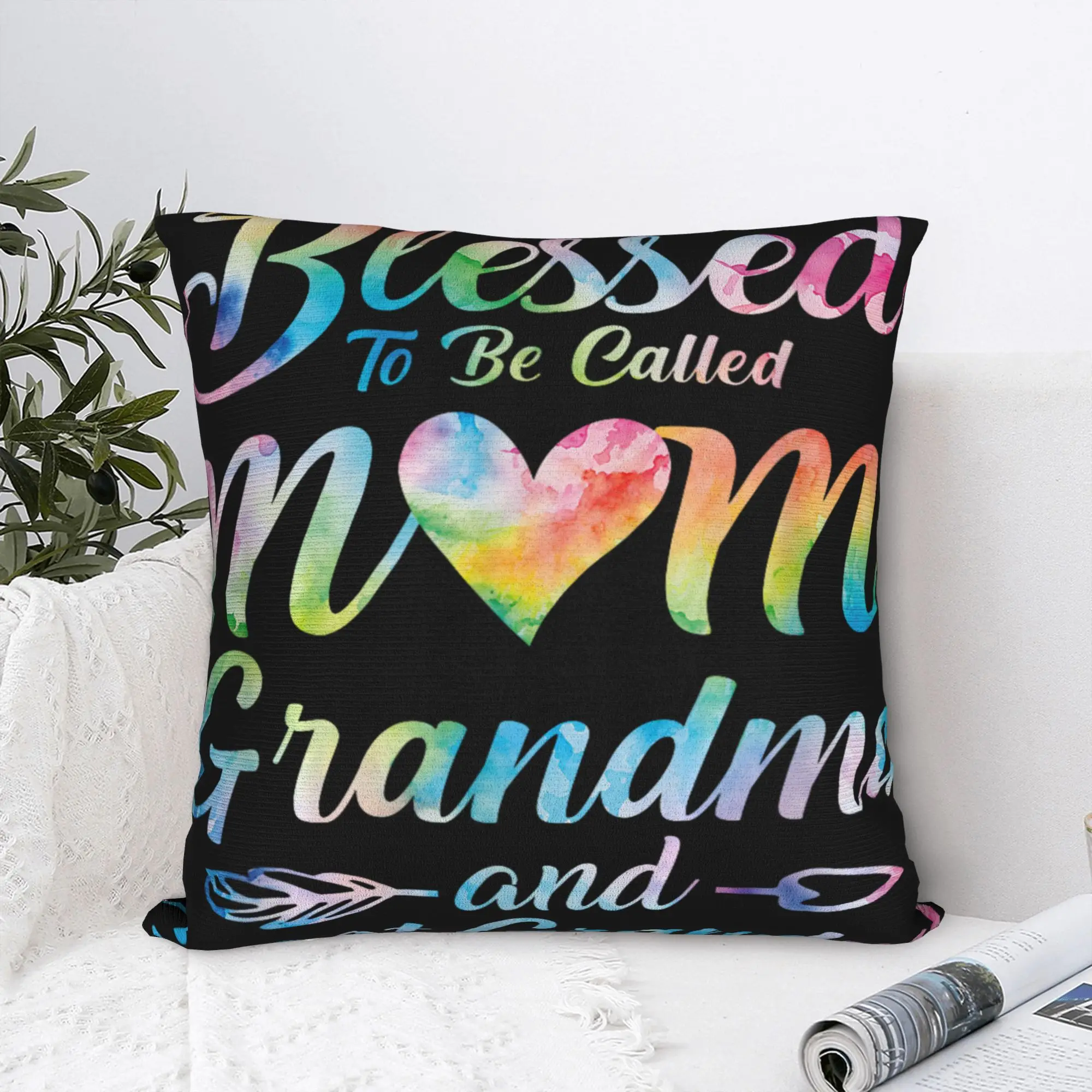 Blessed To Be Called Mom Grandma Great Grandma Mother's Day Square Pillowcases Home  Cushion Cover Decor Pillow Cover 40*40