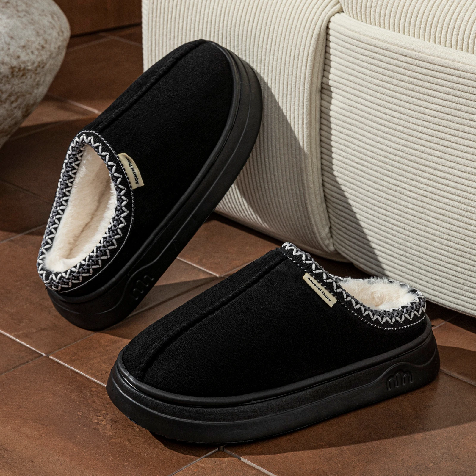 Warm Simple Casual Couples Men's Slippers Winter Boots Comfy Fashion Bedroom Soft Sole Women's Home Plush Shoes Indoor Non-slip image 3