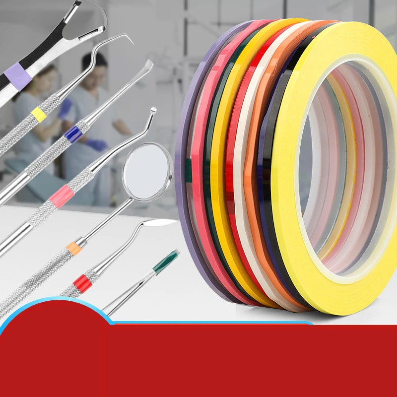 1 Roll 3/5/8mm Colorful Dental Instruments Identification Tape High Temperature Oral Cavity Material Identification Circle Tools