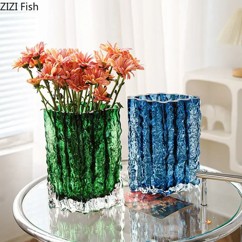 Creative Glacier Glass Vase Transparent Hydroponics Flowers Pots Desk Decoration Flower Arrangement Floral Vases Modern Decor