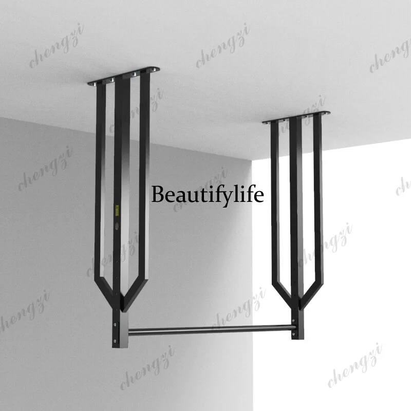 Heightened reinforced pull-up horizontal bar ceiling height adjustable fitness single-bar bar frame
