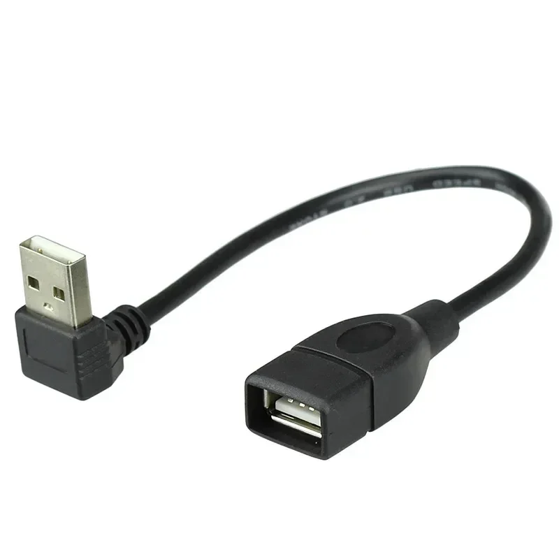 10cm 20cm Przedłużacz USB 2.0 A męski na żeński pod kątem 90 stopni Przedłużacz USB2.0 męski na żeński prawy/lewy/dół/górny Czarny kabel — zdjęcie produktu 4
