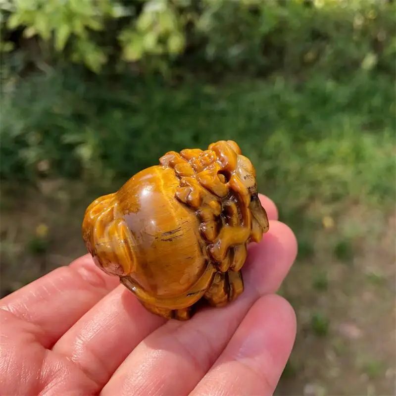 4CM Natural Yellow Tiger Eye Stone Dragon Turtle Carving Lovely Home Decoration Reiki Healing Fengshui Crystal Statue Gift 1PCS