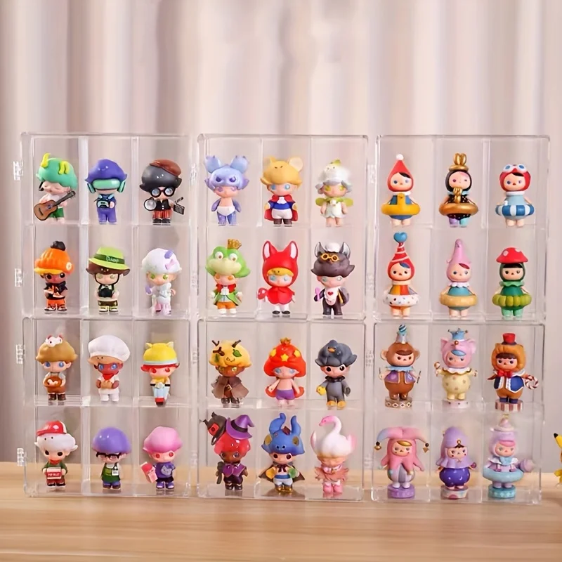 1pc Clear Display Box, 6-Grid Display Shelf For Figure Doll, Transparent Hand-made Ornament Display Box, For Home Room Living Ro