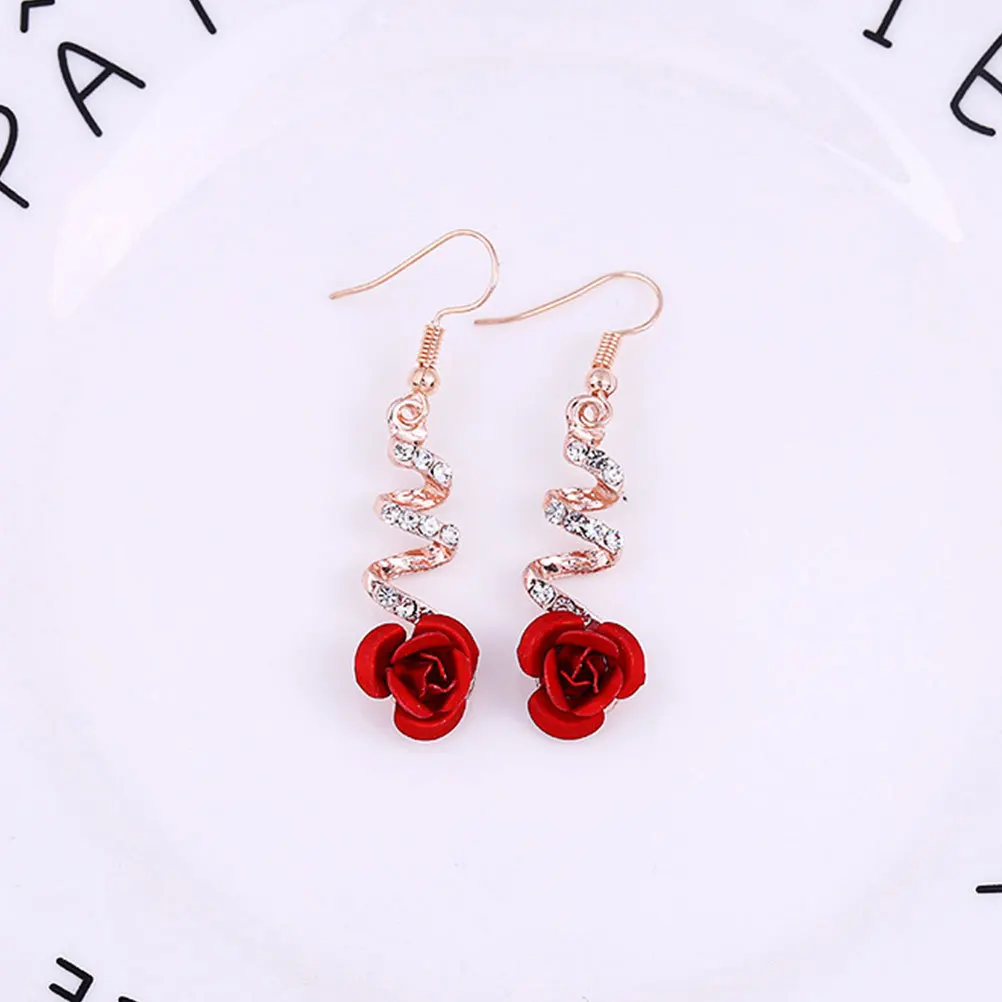 

1Pair Heart Earrings Stylish Lightweight Rose Flower Ear Studs for Women Girls Ladies Creative Fashion Gift