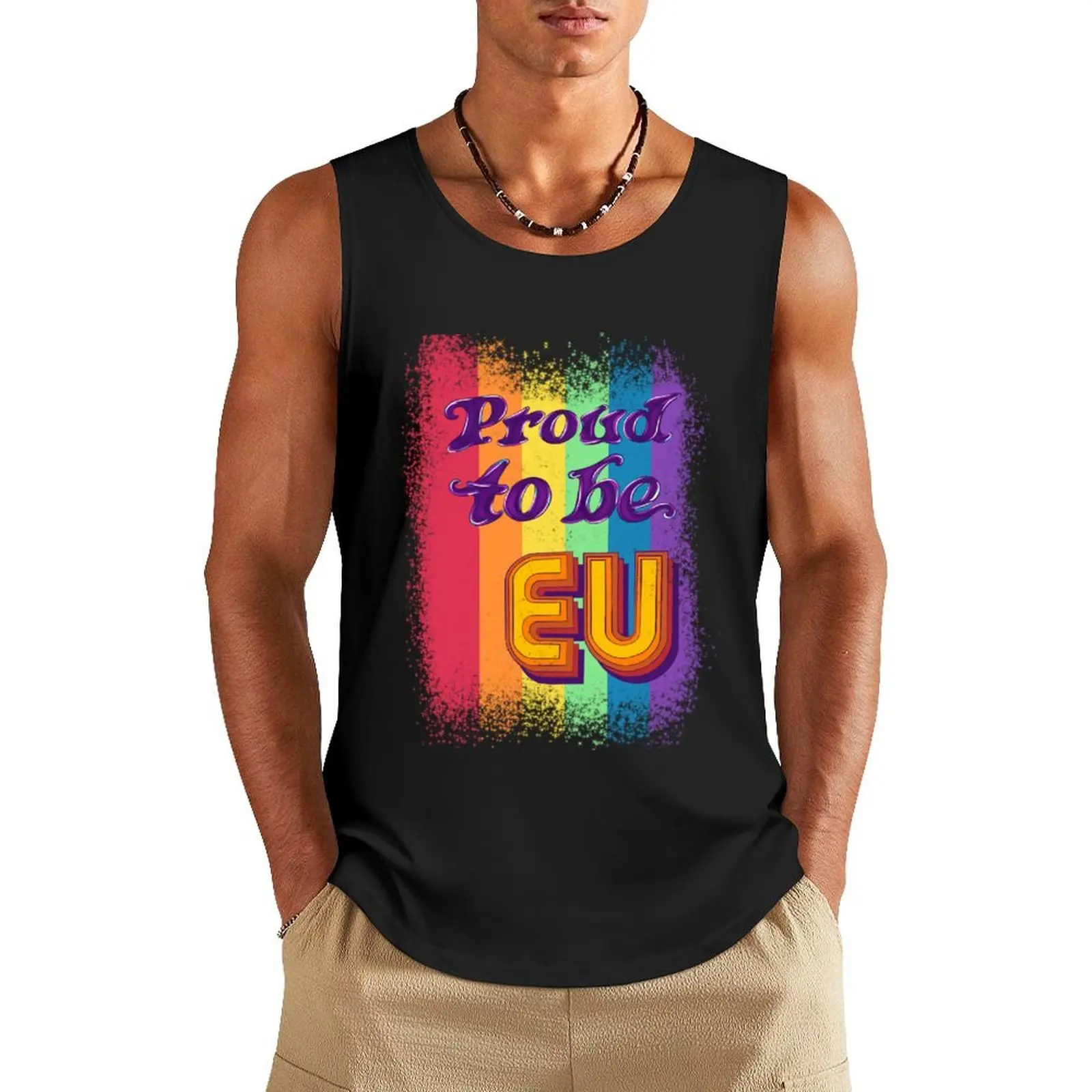 

Proud to be EU Tank Top Men's sleeveless t-shirt Fitness men clothing tops