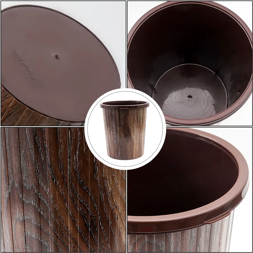 

Imitation Wood Grain Trash Can Deform-resistant Waste Bin Household Home Round Practical Pp Environmental Protection Material